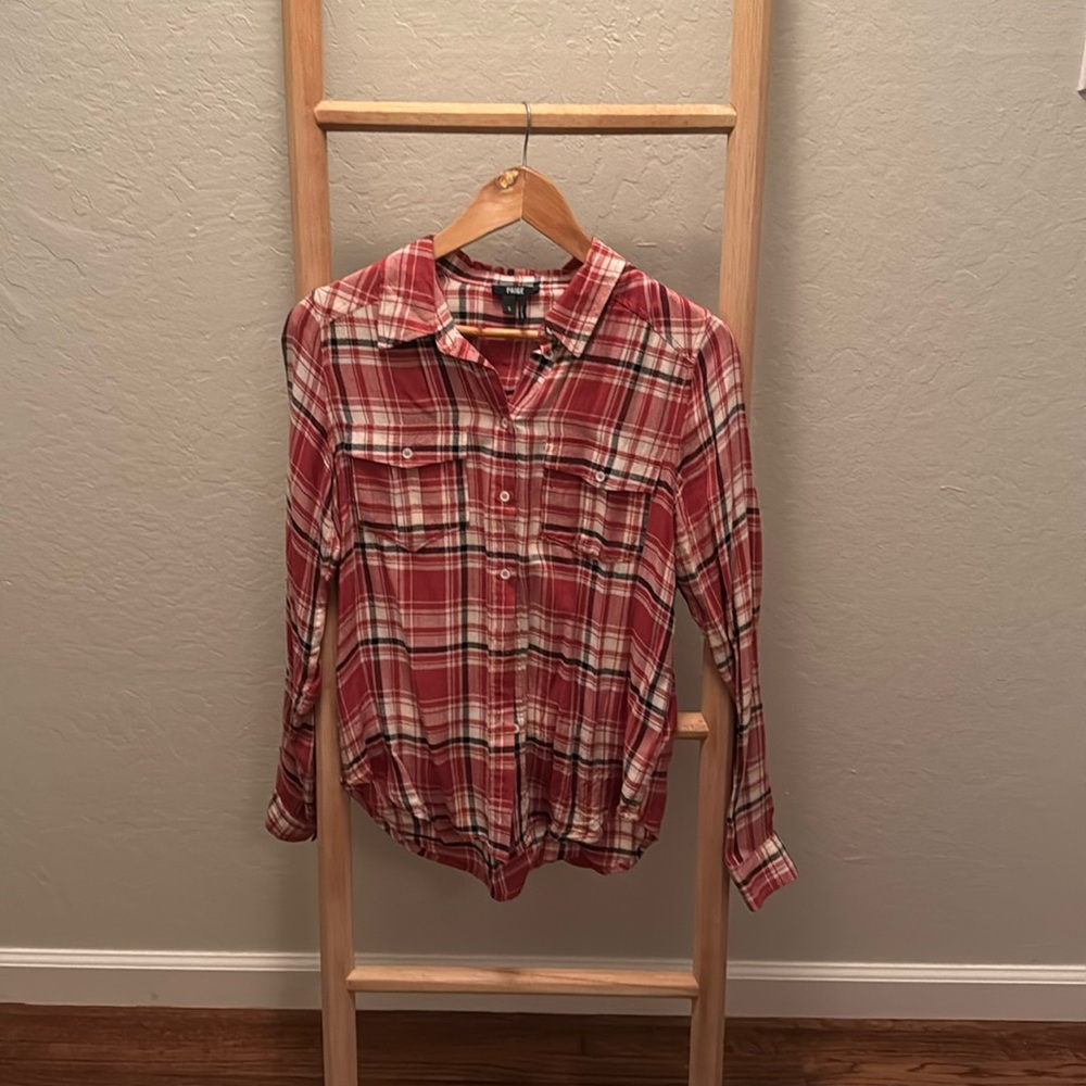 Paige - long sleeve plaid button down top